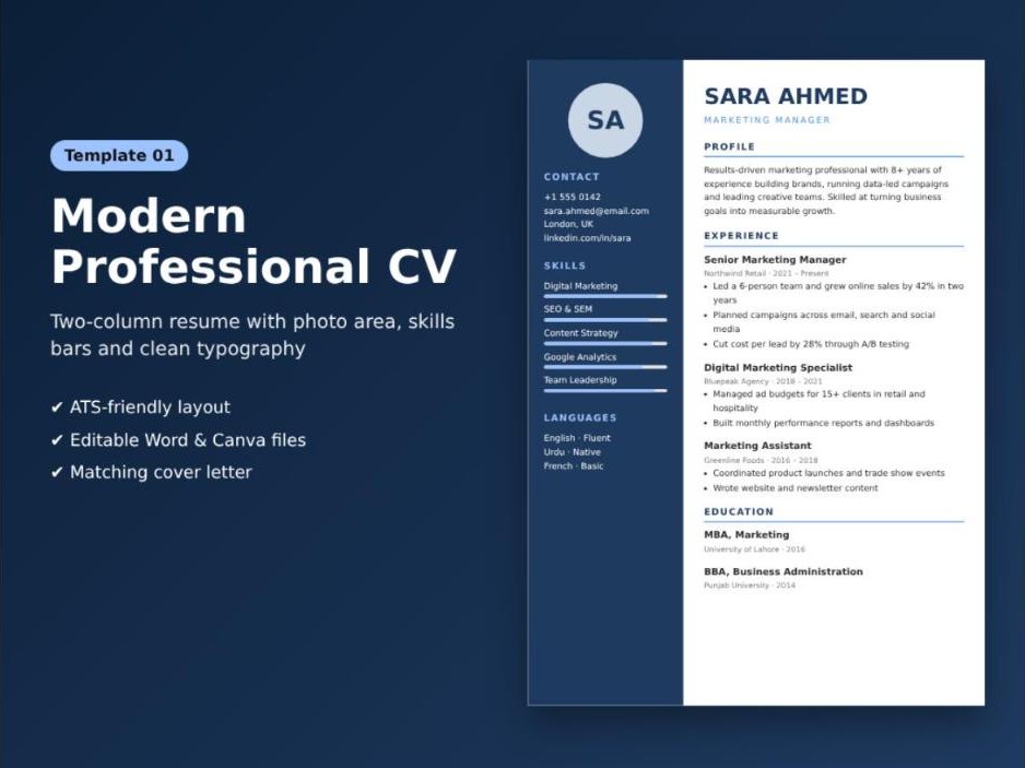 Modern Professional CV Template — project cover